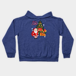 Santa Claus near the Christmas tree Kids Hoodie